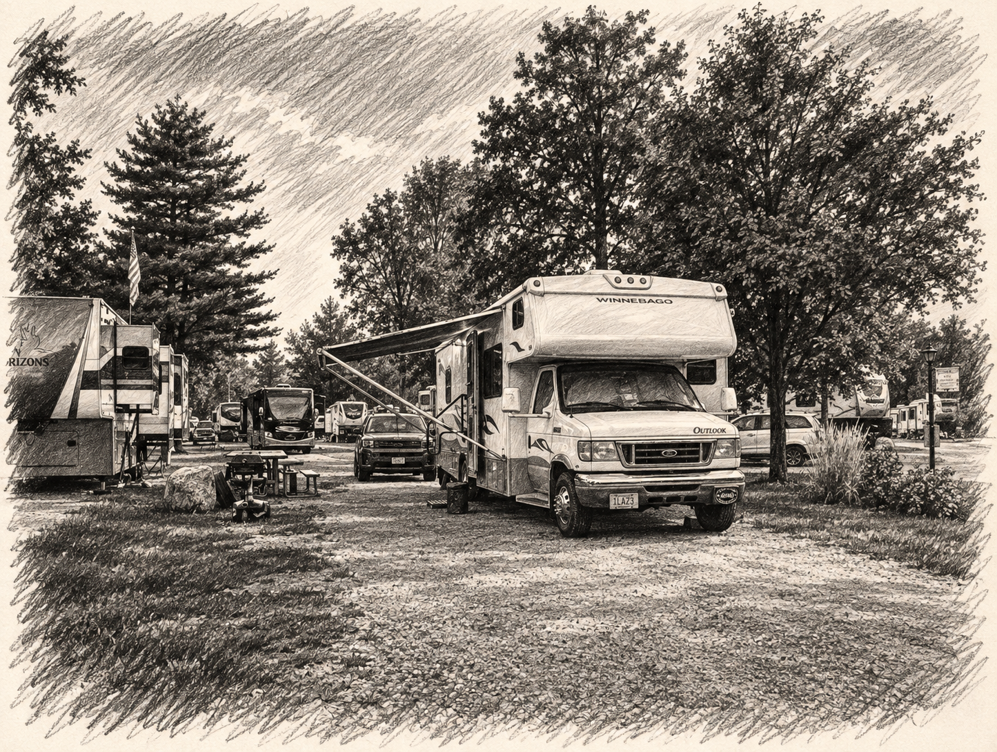Motorhome and neighboring RVs at a Halo's Wish Family Fall Fest weekend