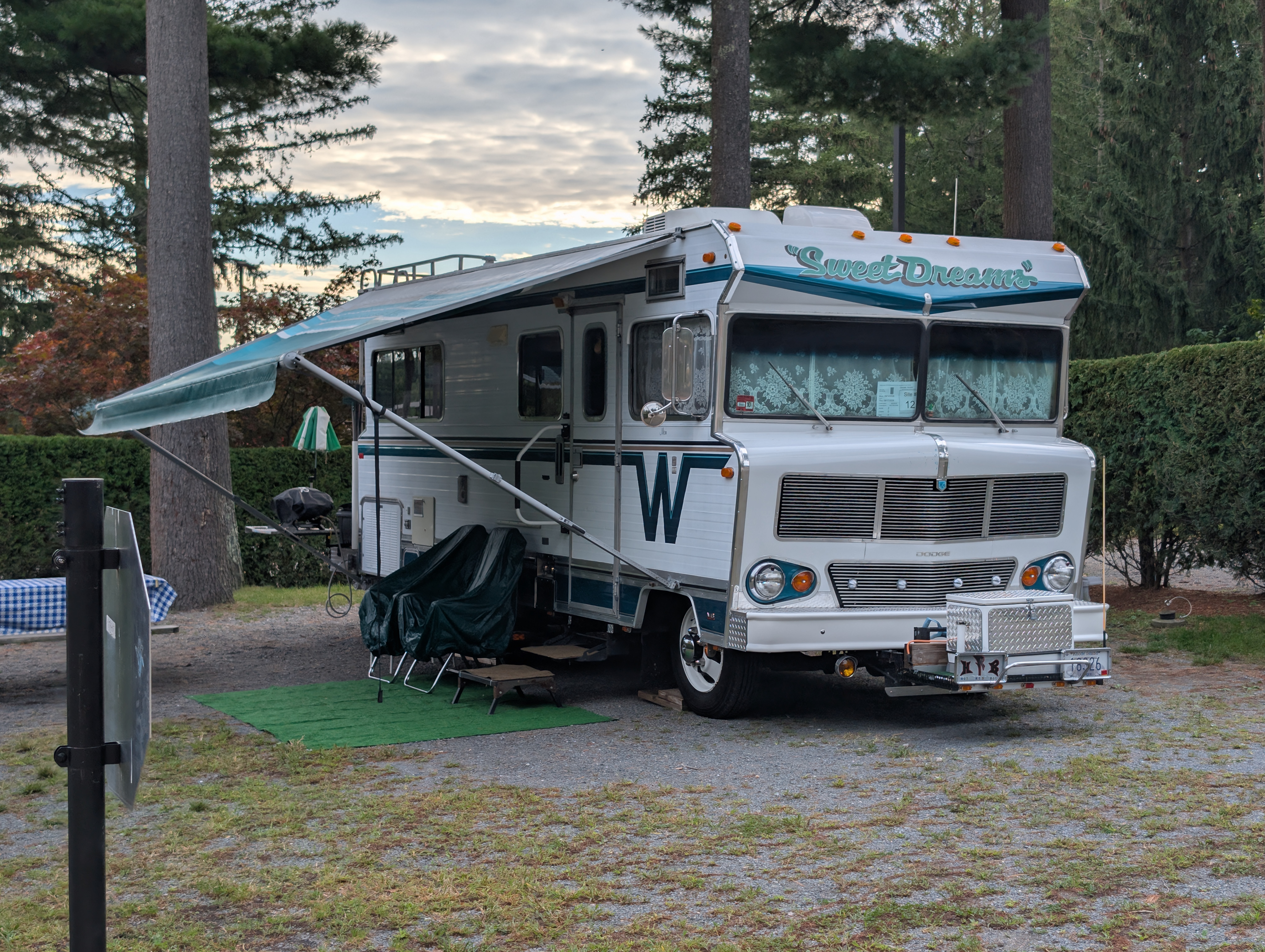 Vintage motorhome at a Family Fall Fest campsite at Normandy Farms