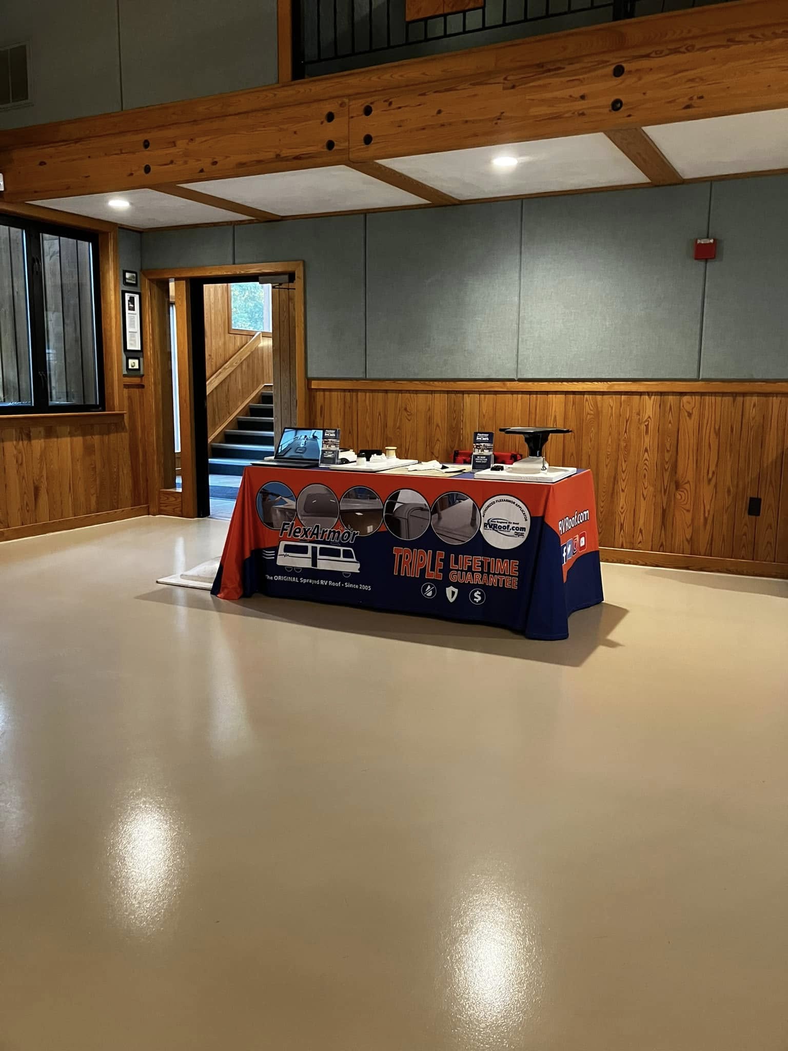 New England RV Roof sponsorship table at a community event